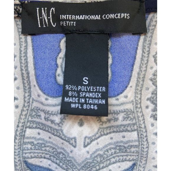 International Concepts Blue/Gray Paisley Print Belted Fit & Flare Dress Small - Picture 3 of 7